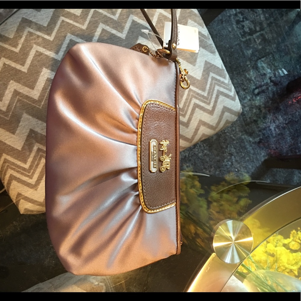 Coach Grey Satin Clutch/Wristlet. Brand new